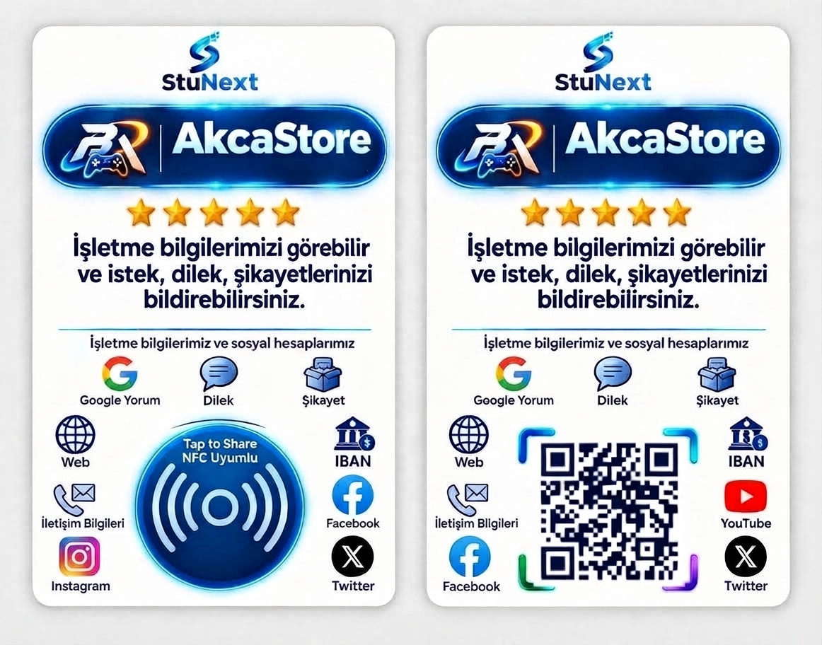 StuNext stand: ön yüzü NFC, arka yüzü QR